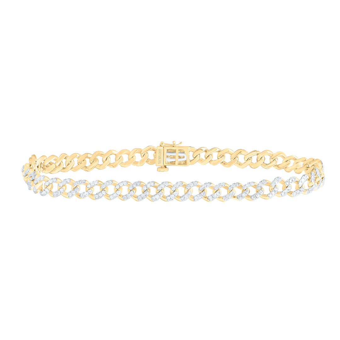 10kt Gold Men's Diamond Cuban Link Bracelet 1-3/8 ctw