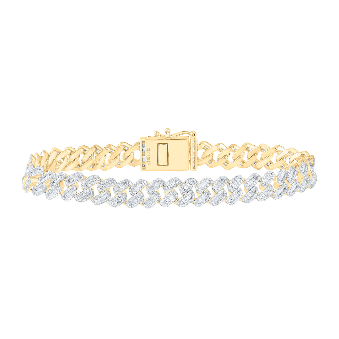 10kt Gold Men's Diamond Cuban Link Bracelet 5-1/3 ctw