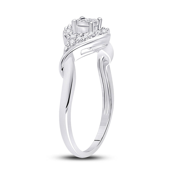 10kt White Gold Womens Round Diamond Solitaire Twist Promise Ring 1/6 Cttw