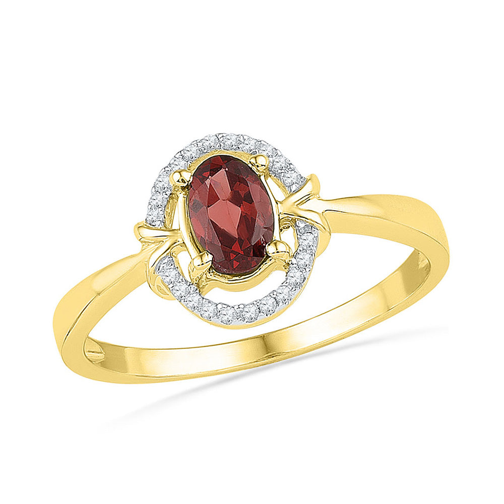 10kt Yellow Gold Womens Oval Lab-Created Garnet Solitaire Ring 5/8 Cttw