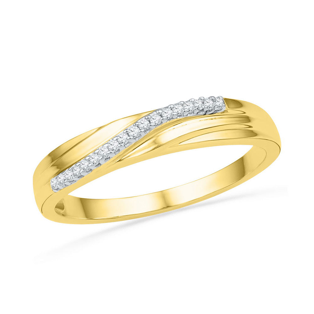 10kt Yellow Gold Womens Round Diamond Band Ring 1/20 Cttw