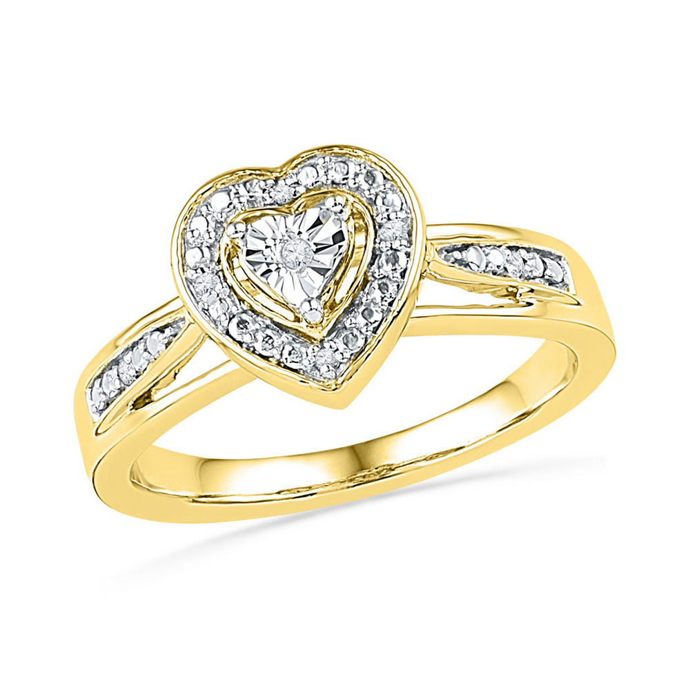 10kt Yellow Gold Womens Round Diamond Heart Ring .03 Cttw