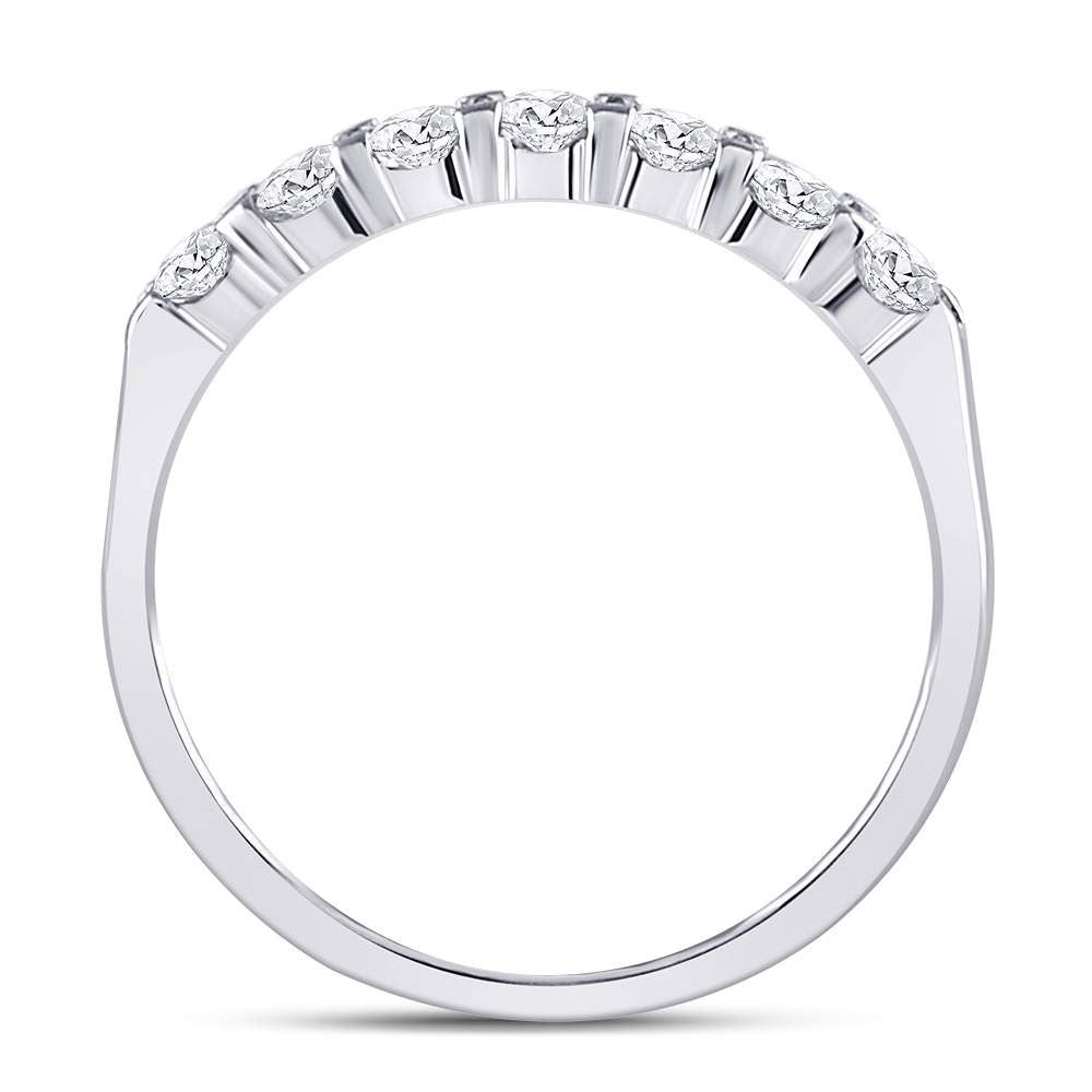 14kt White Gold Womens Round Diamond Single Row Machine-set Wedding Band 1/2 Cttw