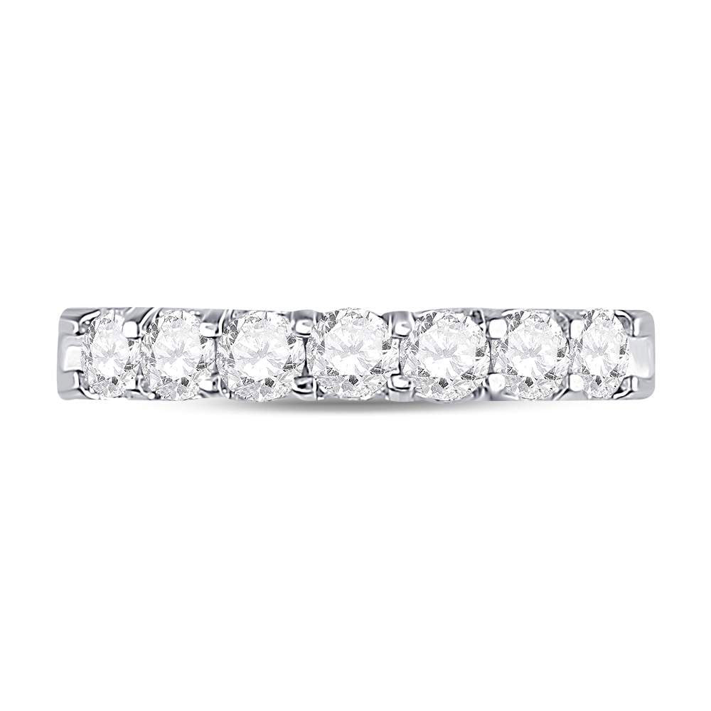 14kt White Gold Womens Round Diamond Single Row Comfort Wedding Band 3/4 Cttw