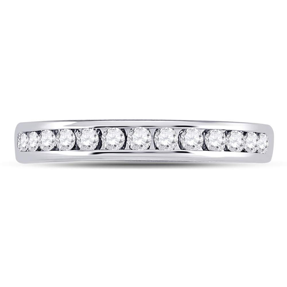 14kt White Gold Womens Round Diamond Single Row Channel-set Wedding Band 1/3 Cttw