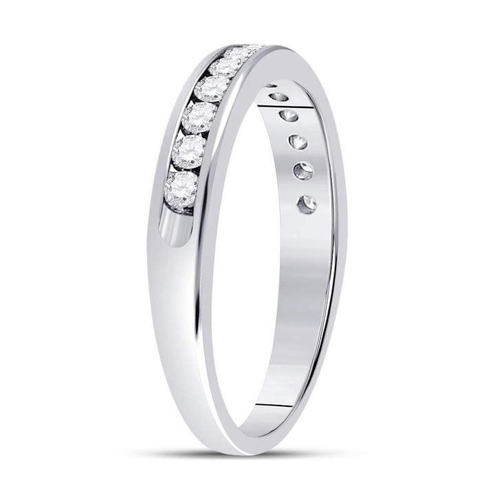 14kt White Gold Womens Round Diamond Single Row Channel-set Wedding Band 1/3 Cttw