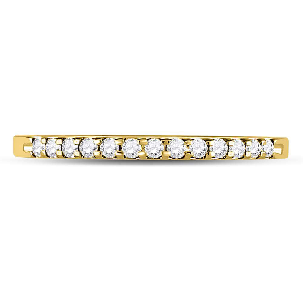 14kt Yellow Gold Womens Round Diamond Single Row Machine-set Wedding Band 1/6 Cttw