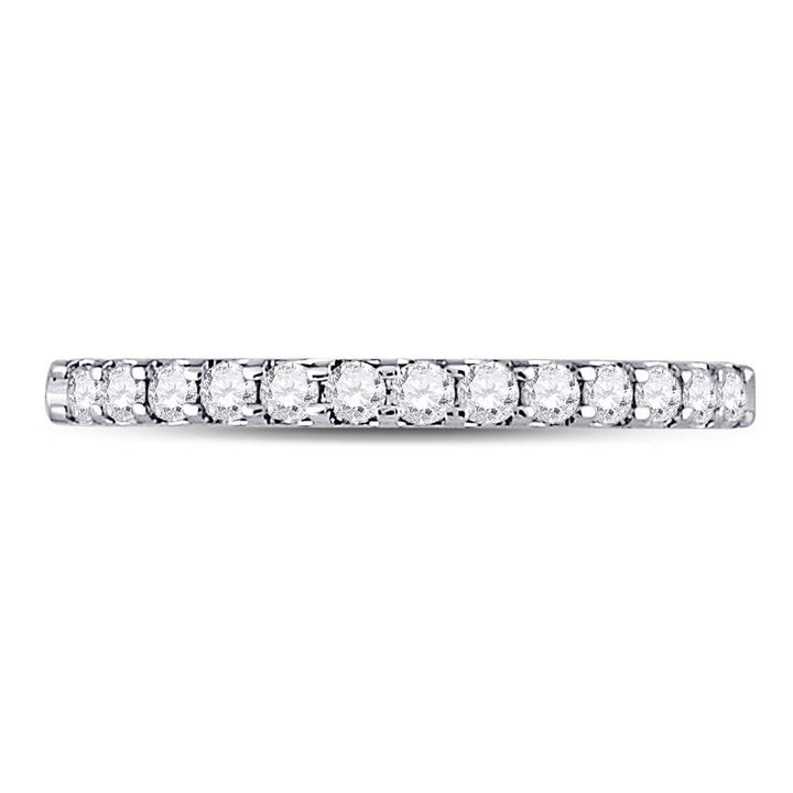 14kt White Gold Womens Round Diamond Single Row Machine-set Wedding Band 1/4 Cttw