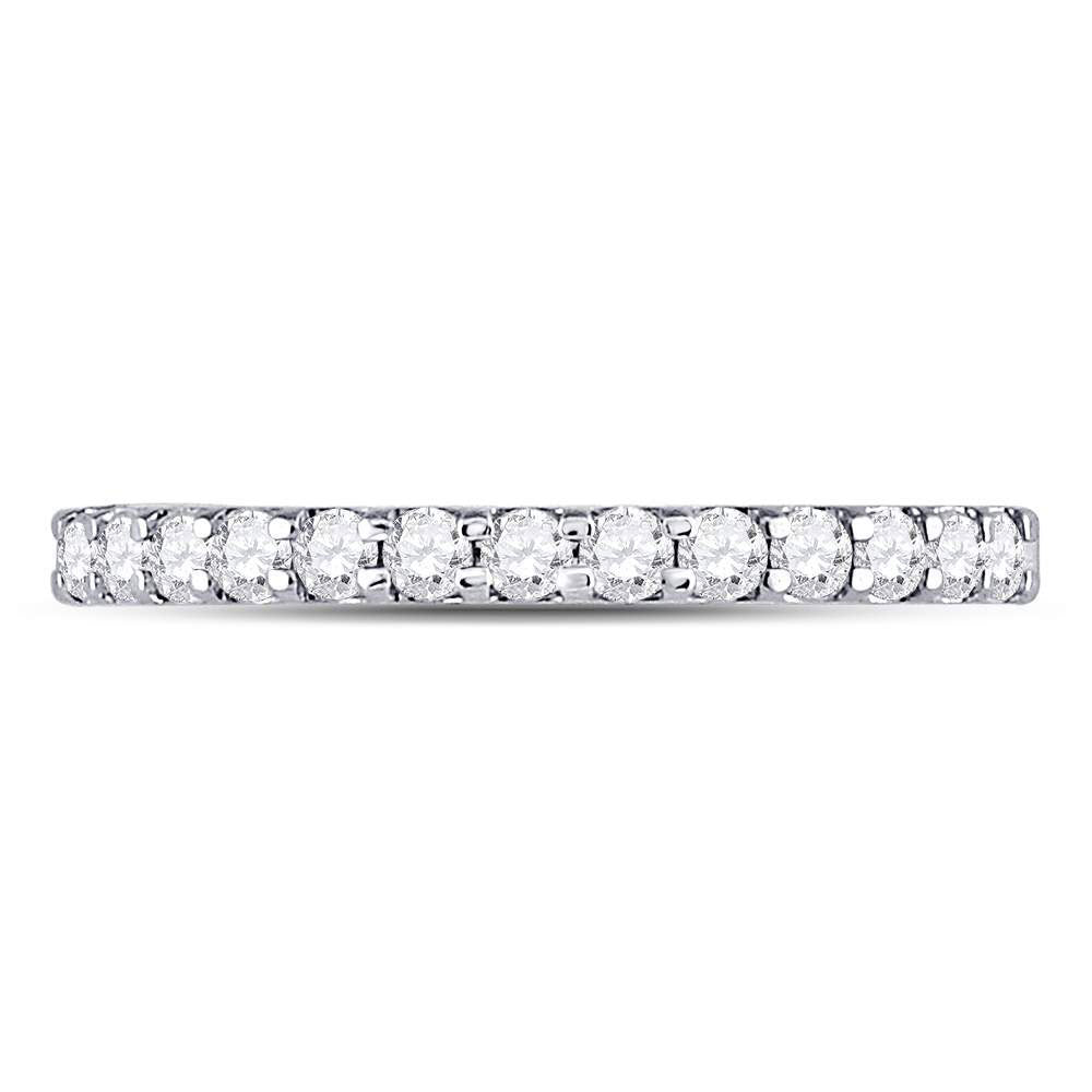 14kt White Gold Womens Round Diamond Single Row Machine-set Wedding Band 1/3 Cttw