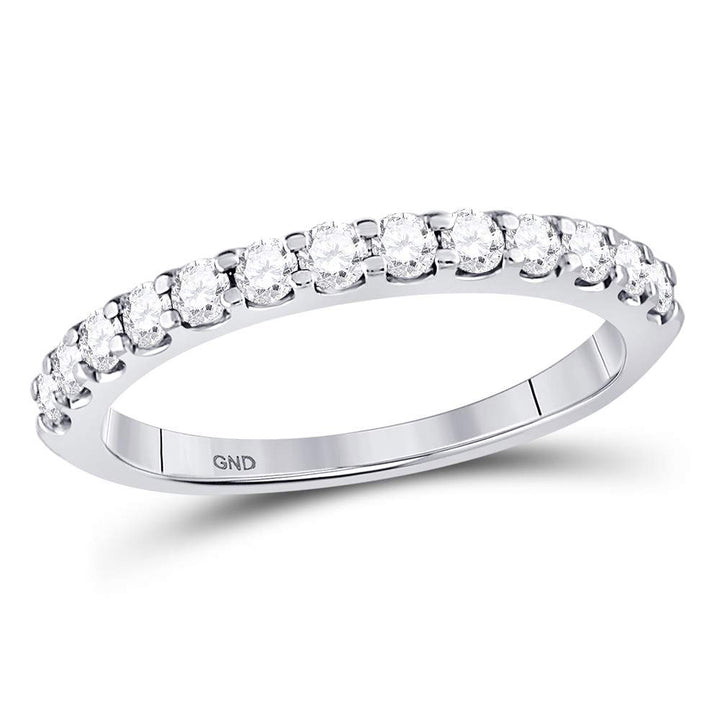 14kt White Gold Womens Round Diamond Wedding Anniversary Band 1/2 Cttw