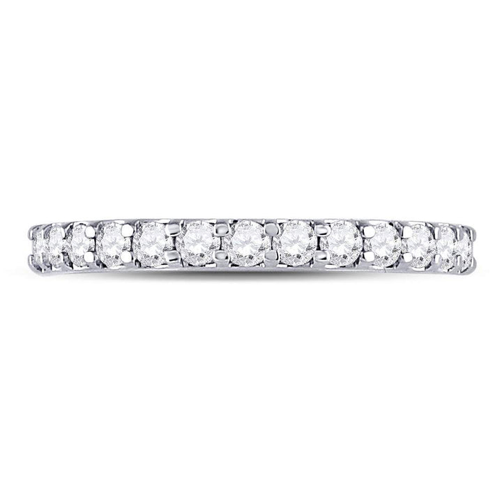 14kt White Gold Womens Round Diamond Wedding Anniversary Band 1/2 Cttw