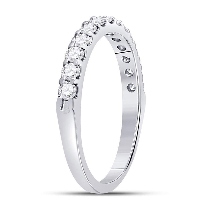 14kt White Gold Womens Round Diamond Wedding Anniversary Band 1/2 Cttw