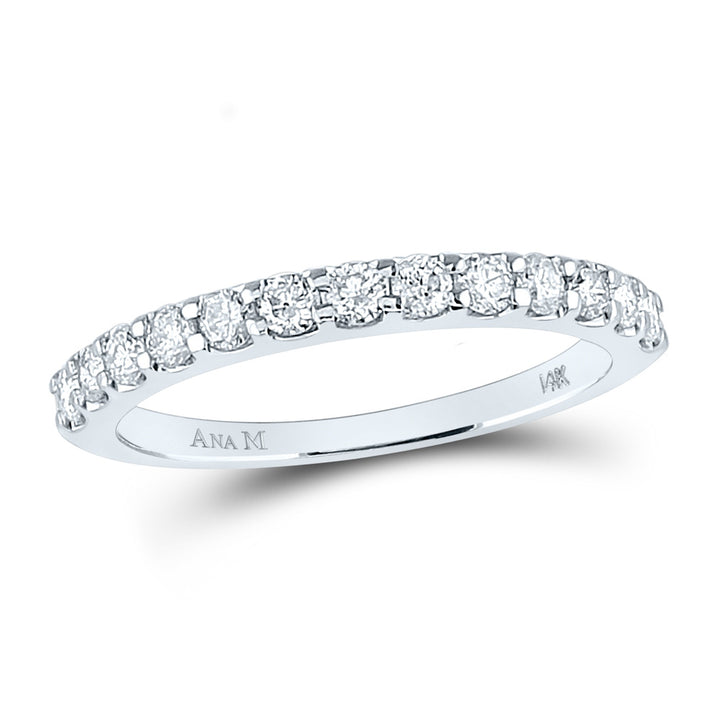 14kt White Gold Womens Round Diamond Wedding Anniversary Band 1/2 Cttw