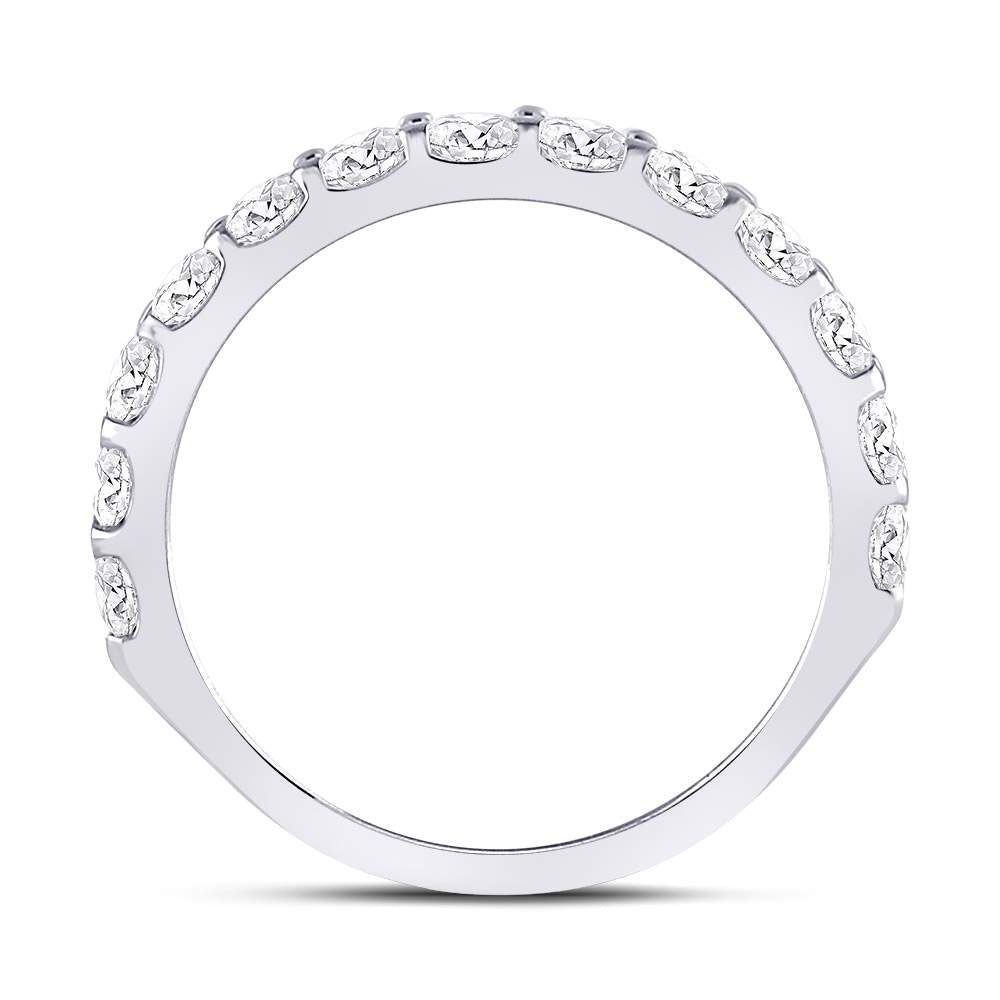 14kt White Gold Womens Round Diamond Single Row Machine-set Wedding Band 1 Cttw