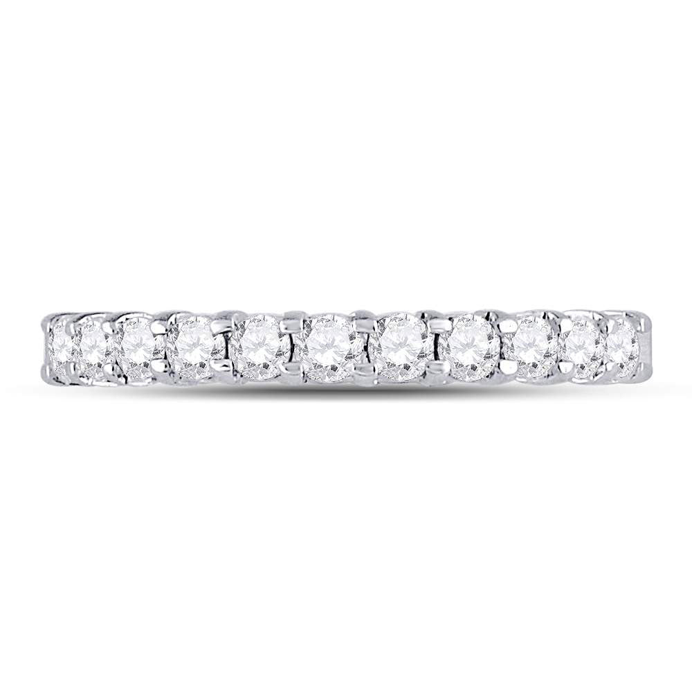 14kt White Gold Womens Round Diamond Single Row Machine-set Wedding Band 1/2 Cttw