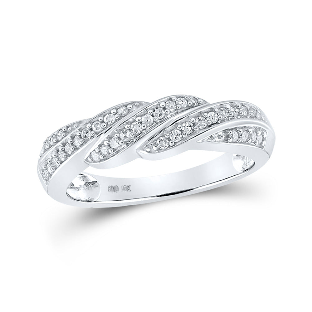 10kt White Gold Womens Round Diamond Crossover Band Ring 1/4 Cttw