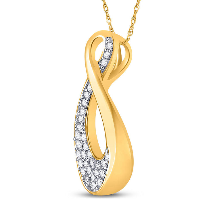 10kt Yellow Gold Womens Round Diamond Teardrop Cluster Pendant 1/8 Cttw