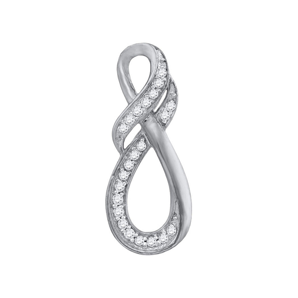 10kt White Gold Womens Round Diamond Twist Fashion Pendant 1/10 Cttw