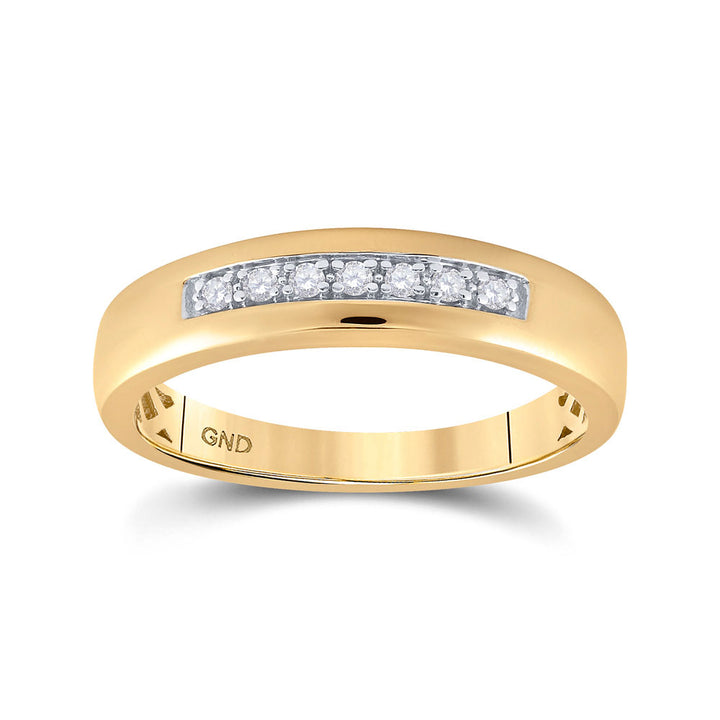 10kt Yellow Gold Womens Round Diamond Single Row Wedding Band 1/10 Cttw