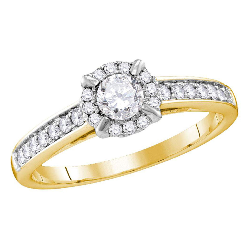 14kt Yellow Gold Round Diamond Solitaire Bridal Wedding Engagement Ring 5/8 Cttw