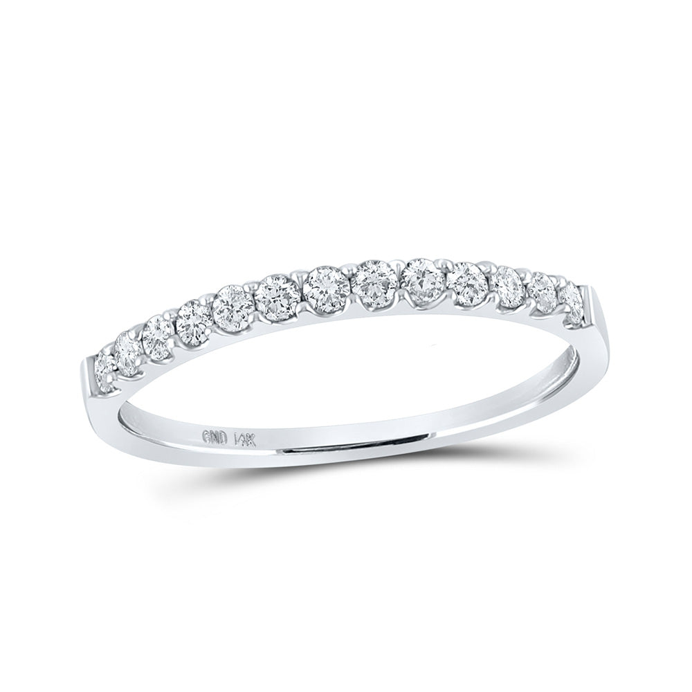 14kt White Gold Womens Round Diamond Slender Wedding Anniversary Band 1/4 Cttw