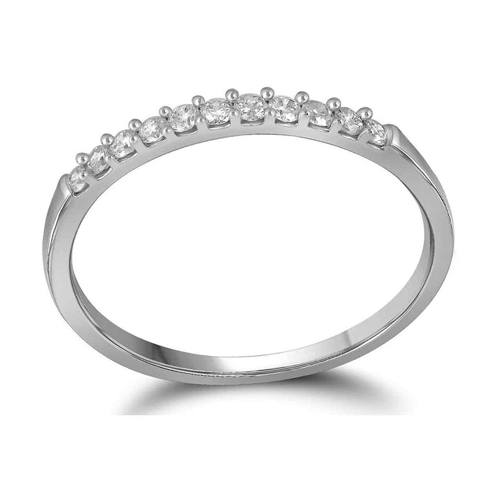 14kt White Gold Womens Round Diamond Wedding Anniversary Band Ring 1/6 Cttw