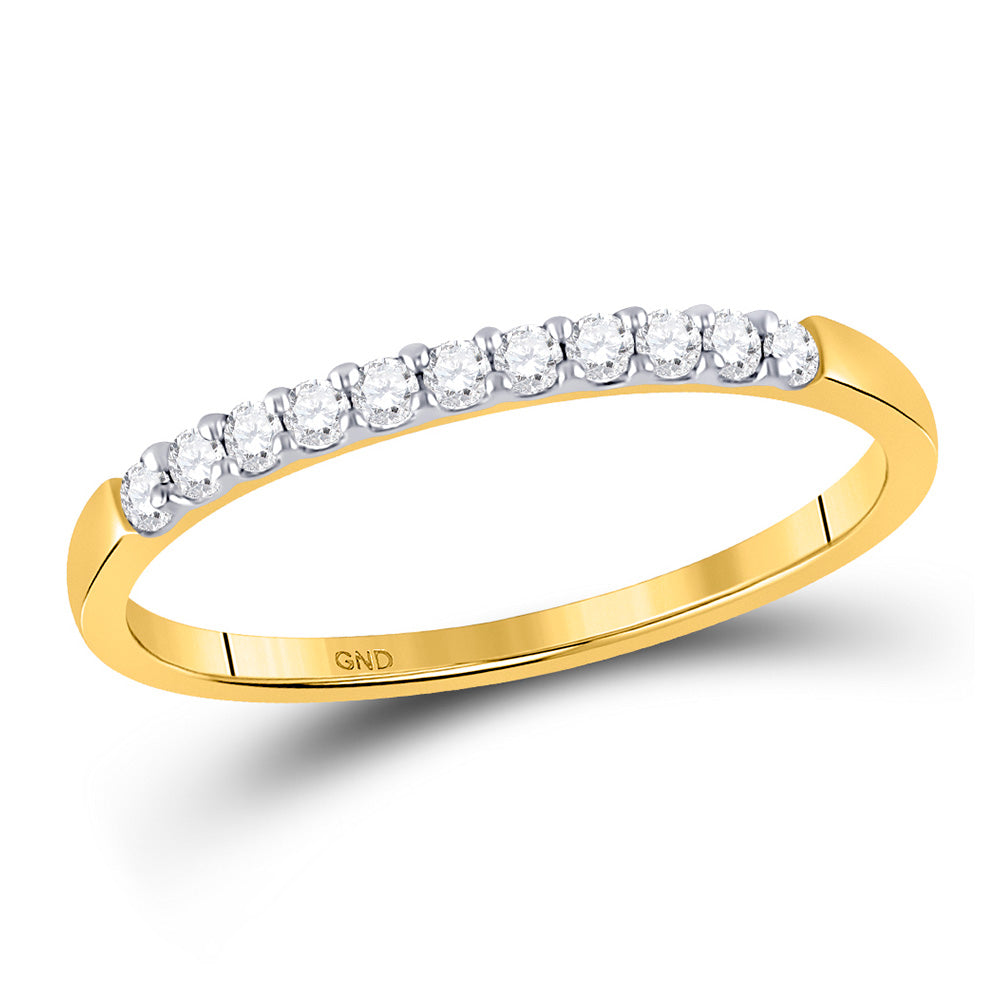 14kt Yellow Gold Womens Round Diamond Wedding Band Ring 1/6 Cttw