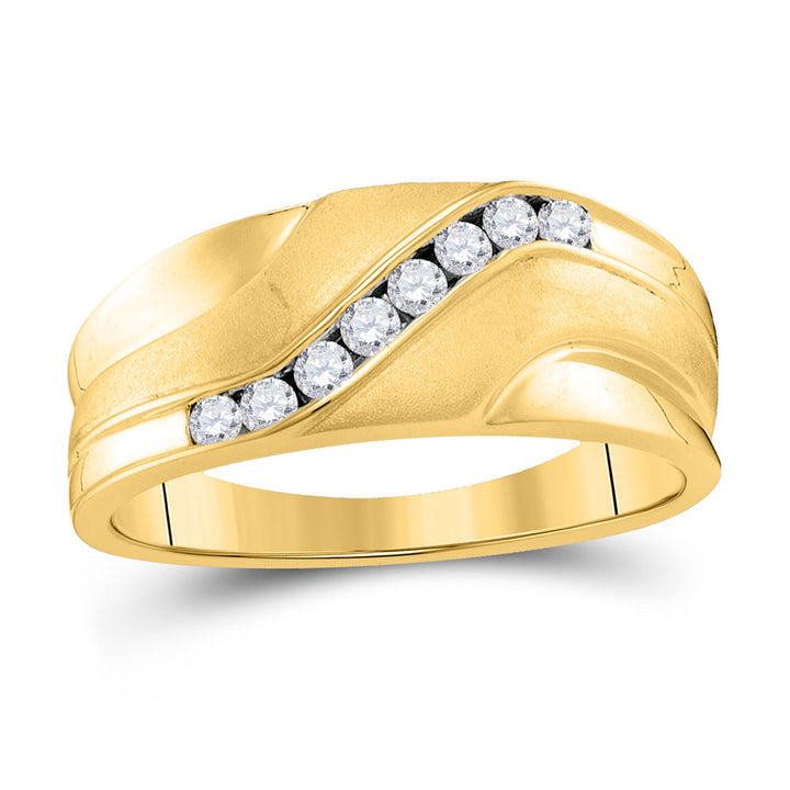 10kt Yellow Gold Mens Round Diamond Wedding Band Ring 1/4 Cttw