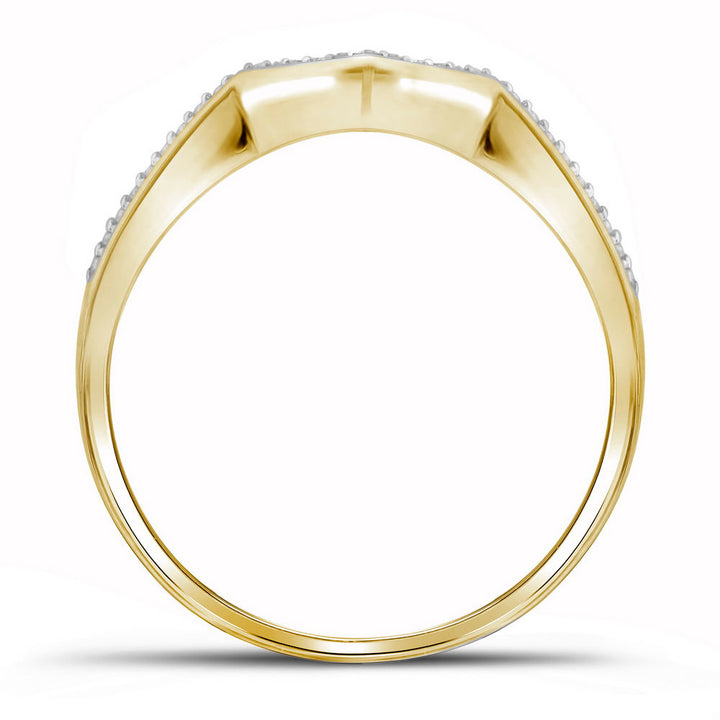 10kt Yellow Gold Diamond Cluster 3-Piece Bridal Wedding Ring Band Set 1/3 Cttw