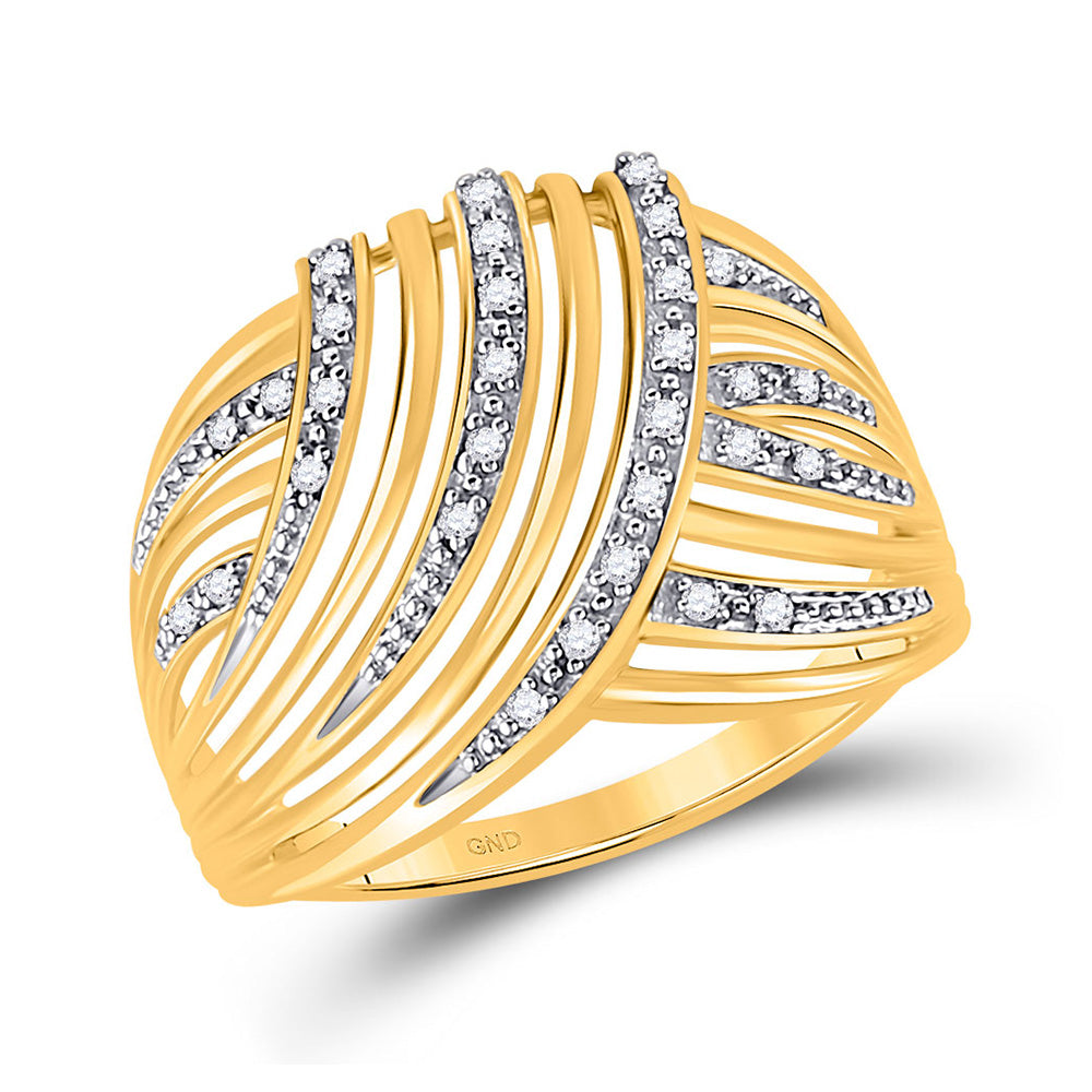 10kt Yellow Gold Womens Round Diamond Fashion Ring 1/10 Cttw