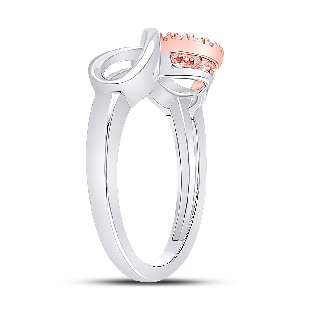 10kt White Gold Womens Round Diamond Rose-tone Heart Infinity Ring 1/20 Cttw