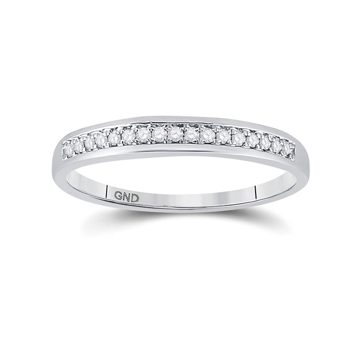 10kt White Gold Womens Round Diamond Wedding Band 1/10 Cttw