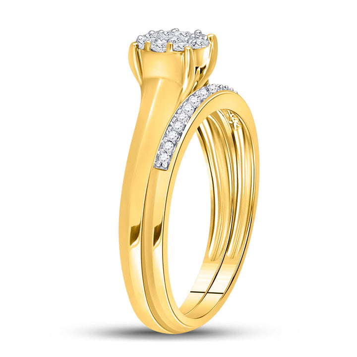 10kt Yellow Gold Round Diamond Bridal Wedding Ring Band Set 1/3 Cttw
