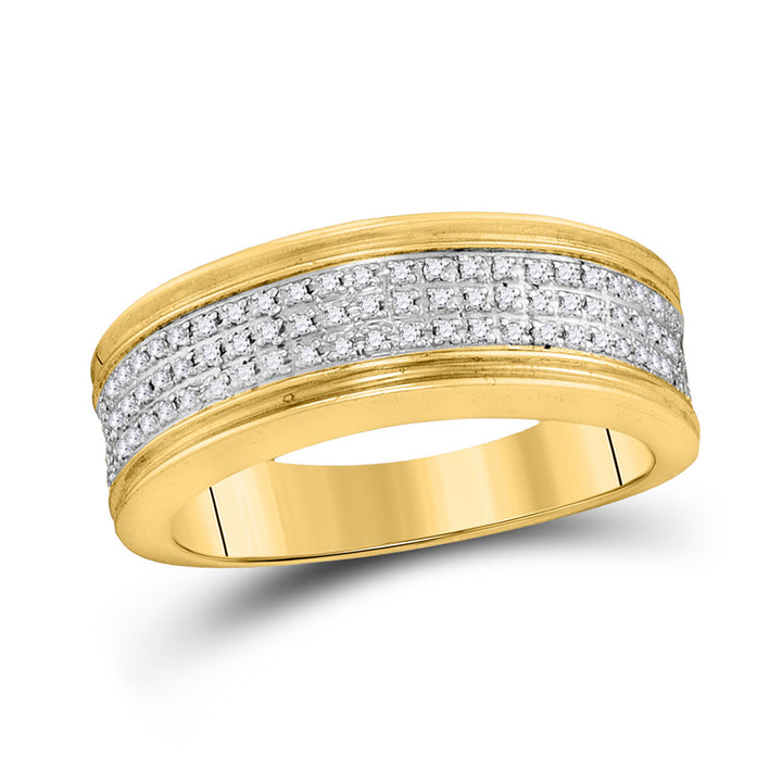 10kt Yellow Gold Mens Round Diamond Wedding Band Ring 1/4 Cttw