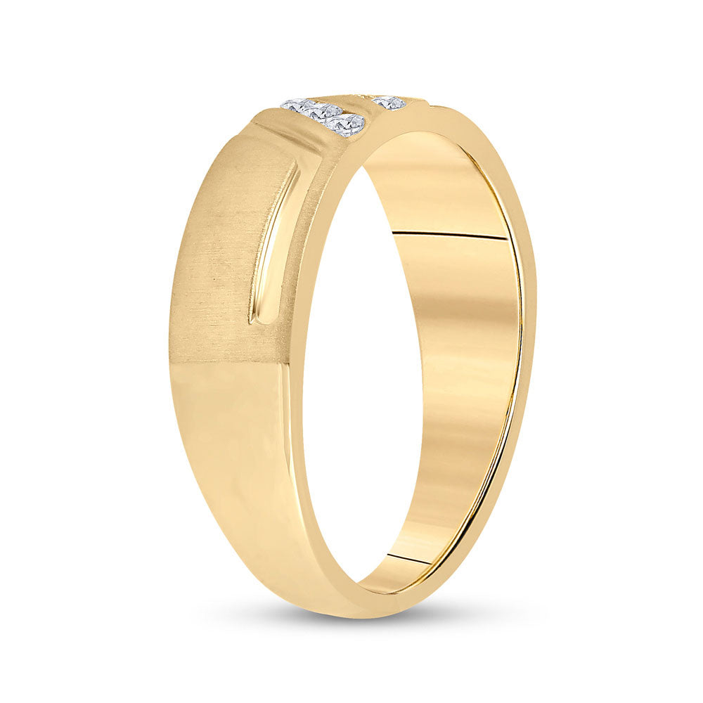 14kt Yellow Gold Mens Round Diamond Wedding Band Ring 1/6 Cttw