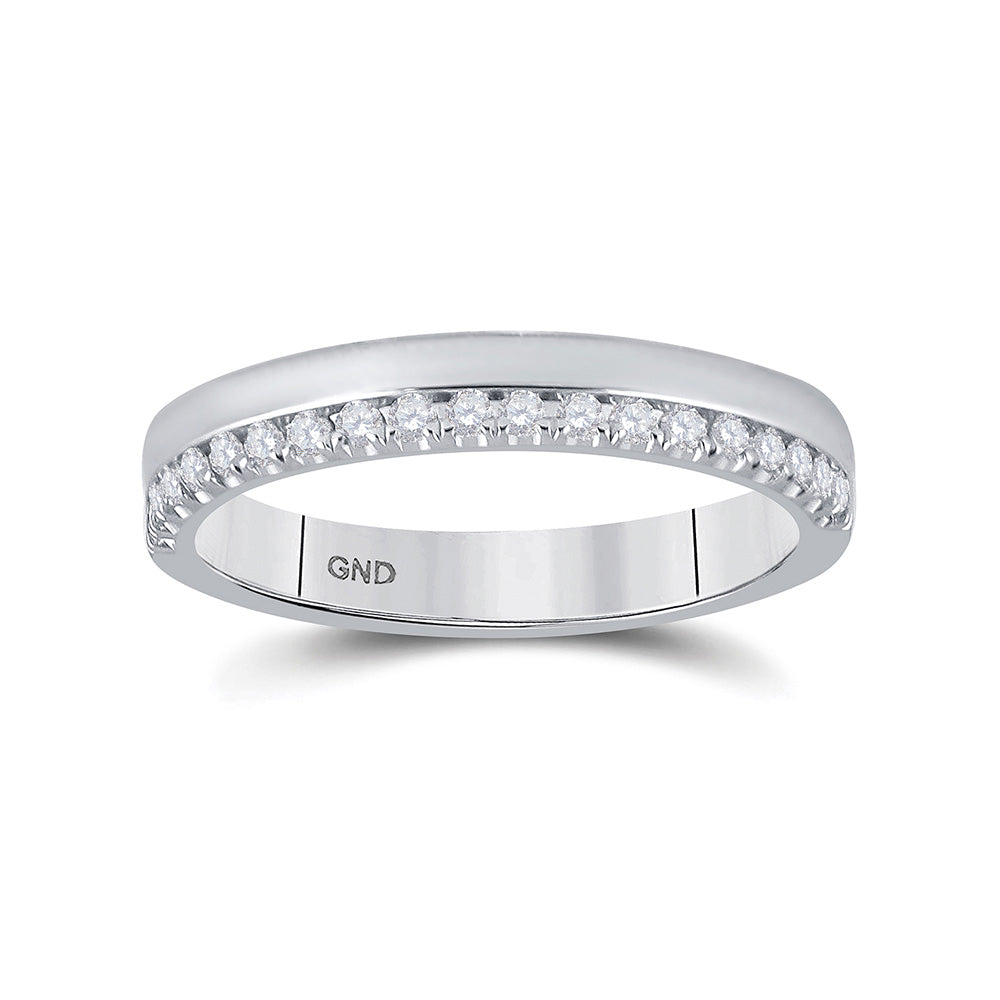 14kt White Gold Womens Round Diamond Wedding Band Ring 1/5 Cttw