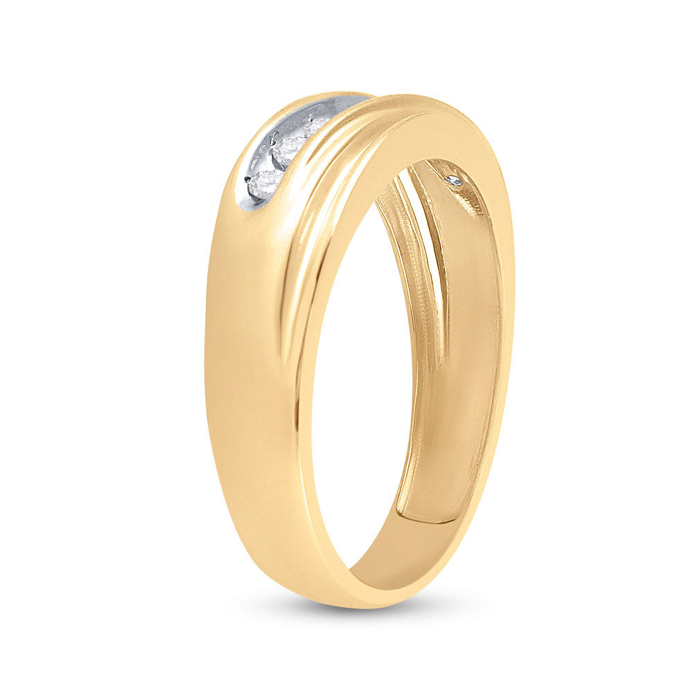 10kt Yellow Gold Mens Round Diamond Wedding Band Ring 1/4 Cttw