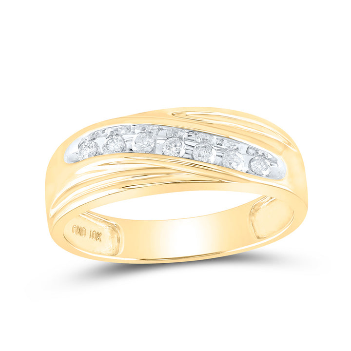 10kt Yellow Gold Mens Round Diamond Wedding Band Ring 1/4 Cttw