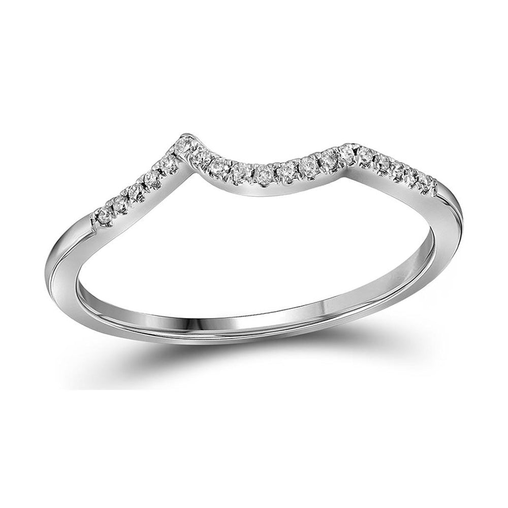 14kt White Gold Womens Round Diamond Wedding Contoured Band 1/20 Cttw