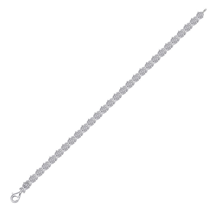 Sterling Silver Womens Round Diamond Fashion Tennis Bracelet 1/3 Cttw