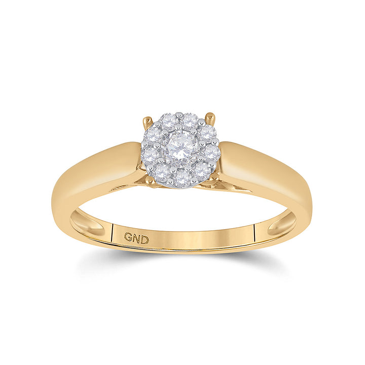 10kt Yellow Gold Round Diamond Solitaire Bridal Wedding Engagement Ring 1/5 Cttw