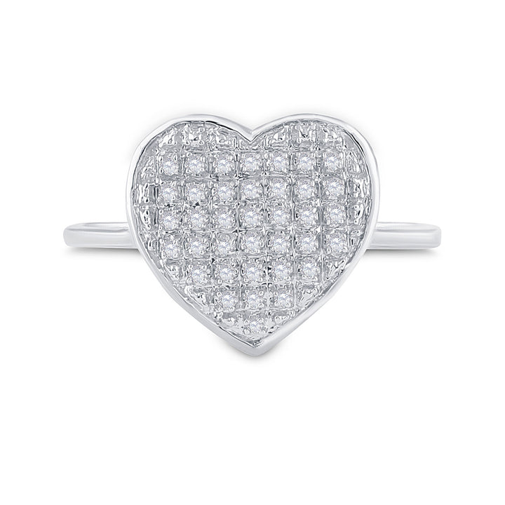 Sterling Silver Womens Round Diamond Heart Ring 1/10 Cttw