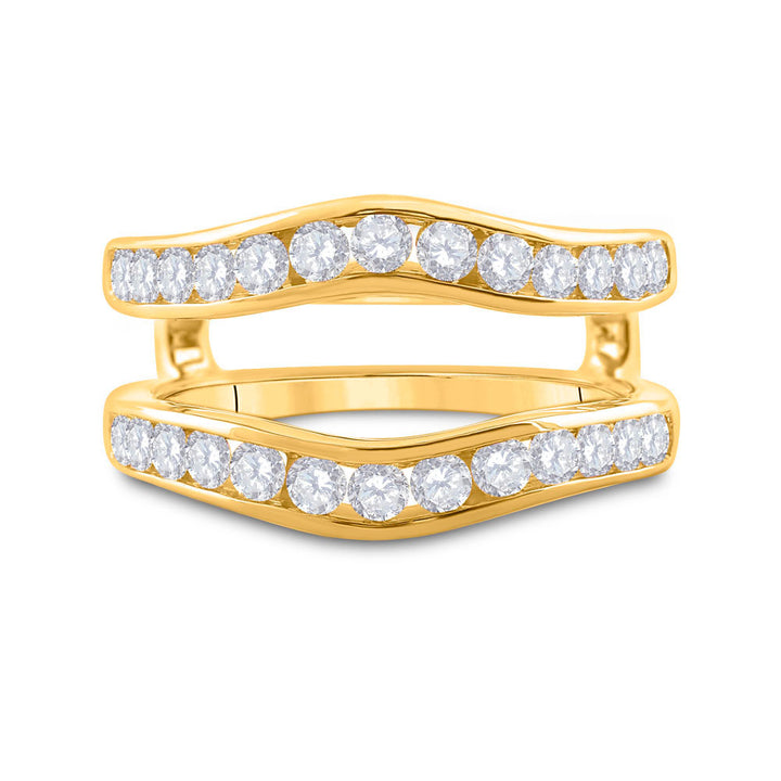 14kt Yellow Gold Womens Round Diamond Wedding Wrap Ring Guard Enhancer 1 Cttw