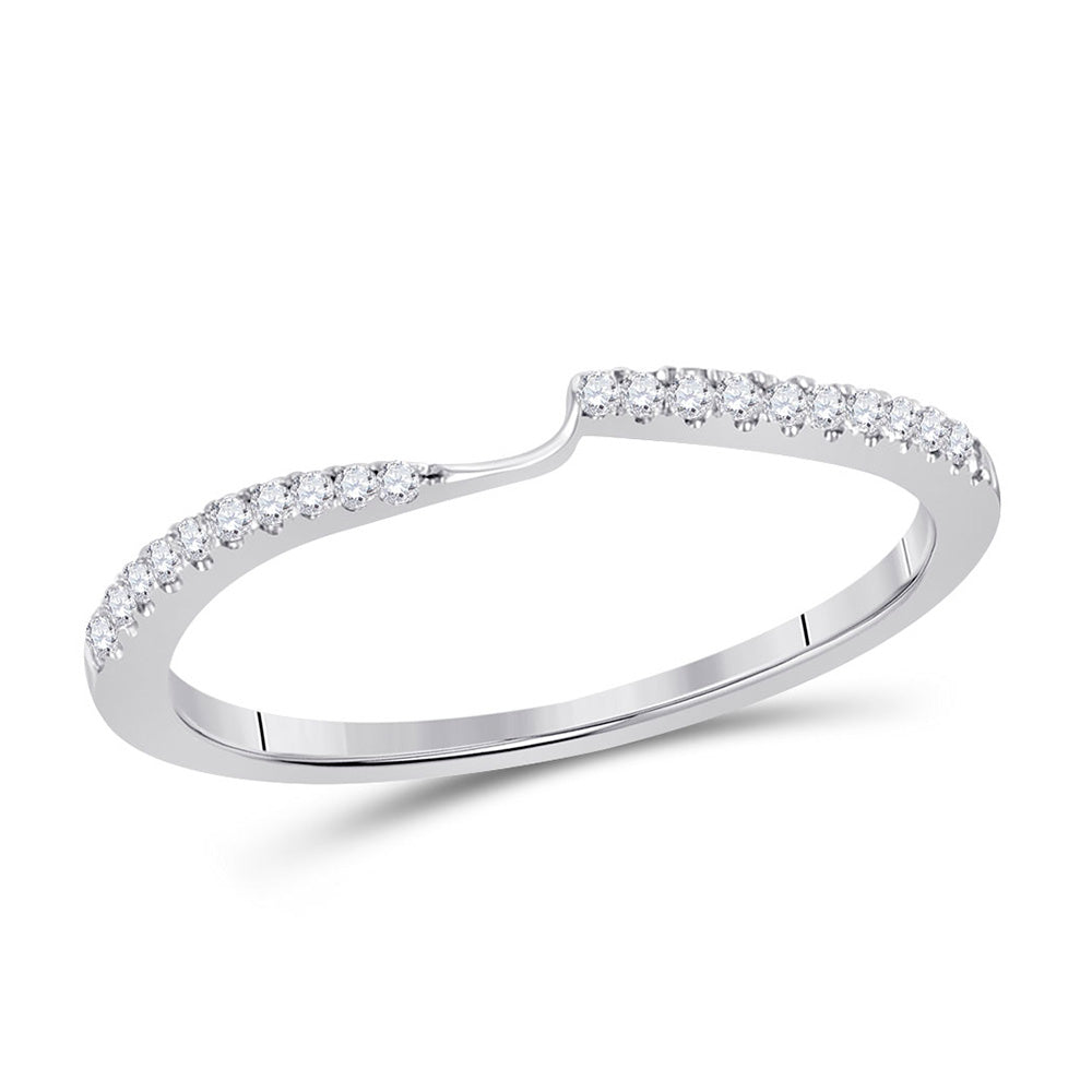 14kt White Gold Womens Round Diamond 2-stone Wedding Band 1/8 Cttw