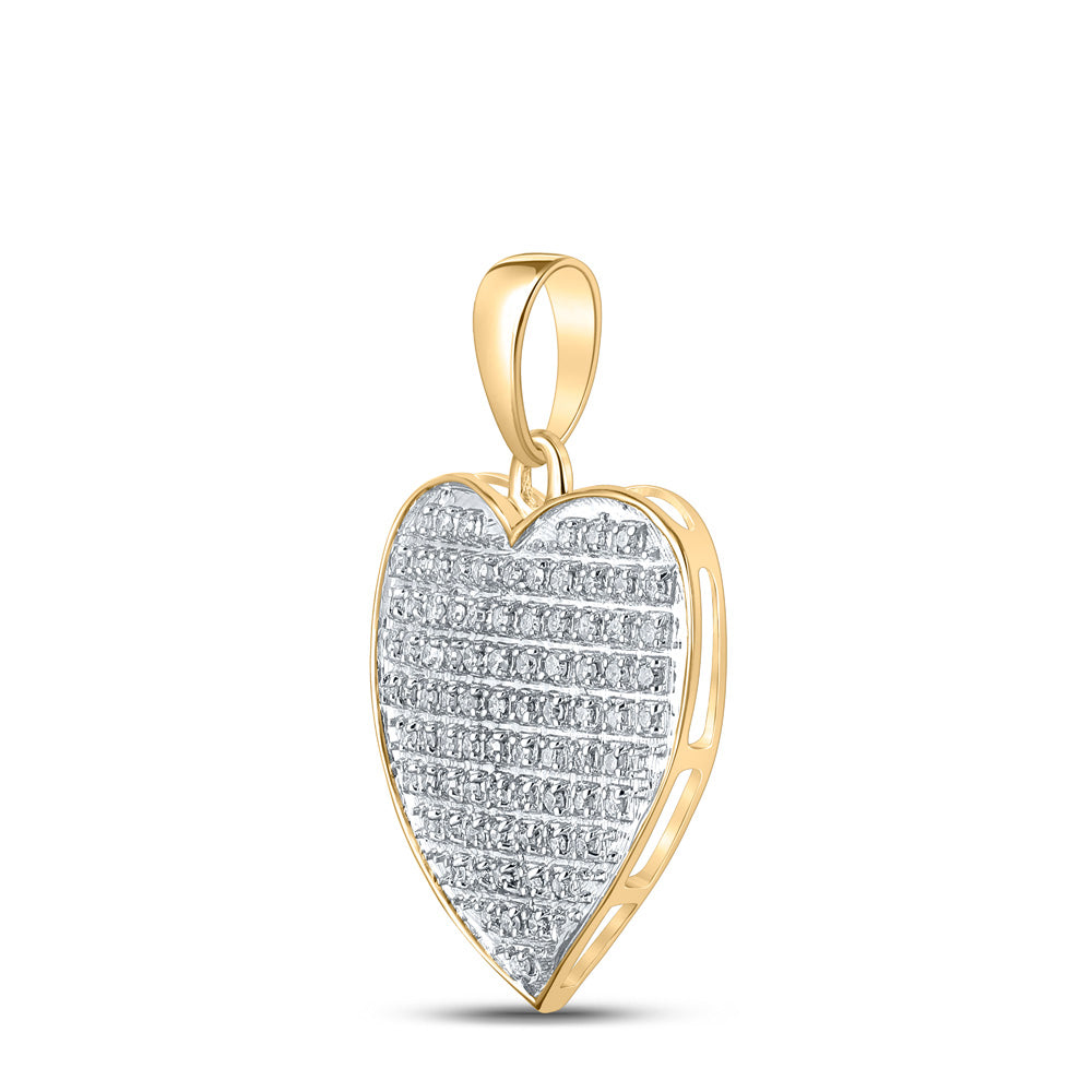 10kt Yellow Gold Womens Round Diamond Heart Pendant 1/4 Cttw