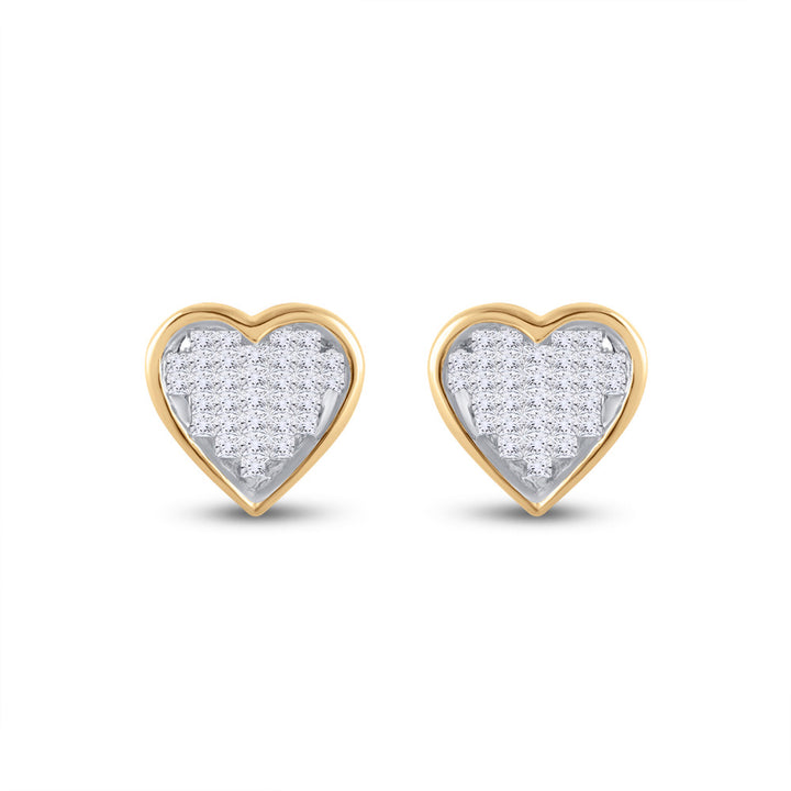 10kt Yellow Gold Womens Princess Diamond Heart Earrings 1/3 Cttw