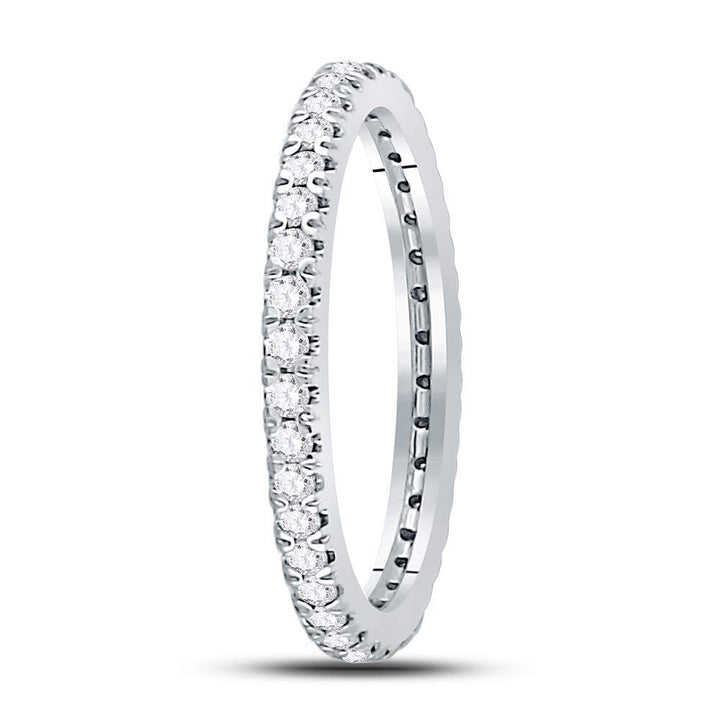 10kt White Gold Womens Round Diamond Eternity Wedding Band 1/2 Cttw