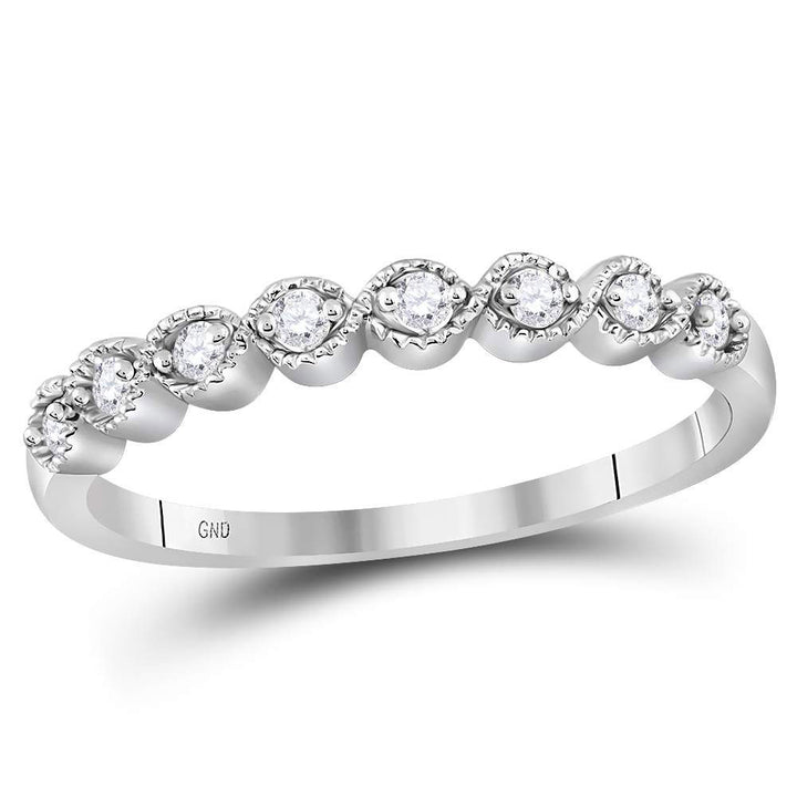 10kt White Gold Womens Round Diamond Stackable Band Ring 1/10 Cttw