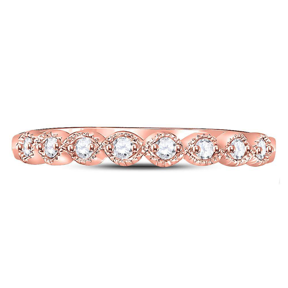 10kt Rose Gold Womens Round Diamond Stackable Band Ring 1/10 Cttw