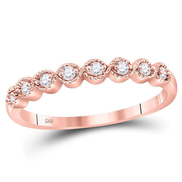 10kt Rose Gold Womens Round Diamond Stackable Band Ring 1/10 Cttw